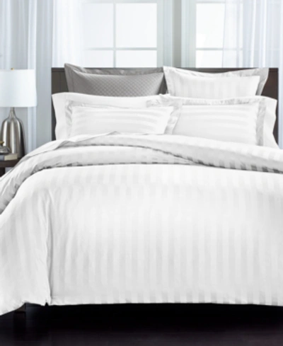 Charter Club Damask 1.5" Stripe 550 Thread Count 100% Cotton 3-pc. Duvet Cover Set, Full/queen, Created For Macy' In White