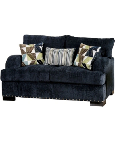 Furniture Of America Coriana Upholstered Love Seat In Navy Blue