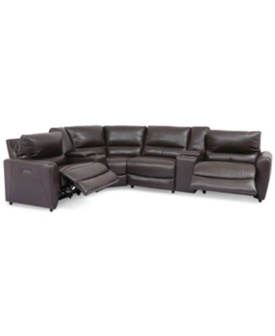 Furniture Closeout Danvors 6 pc. Leather Sectional With 2 Usb