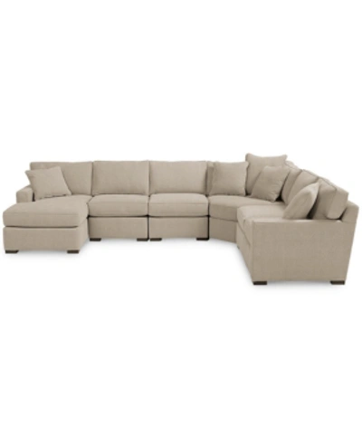 Furniture Radley Fabric 6-piece Chaise Sectional With Wedge, Created For Macy's In Heavenly Chrome Beige