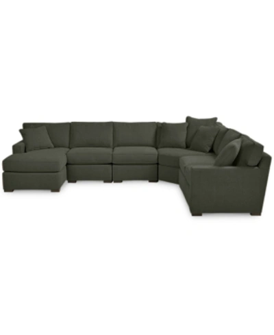 Furniture Radley Fabric 6-piece Chaise Sectional With Wedge, Created For Macy's In Heavenly Olive Green