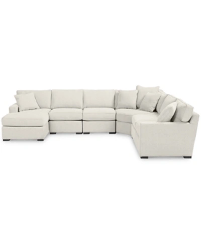 Furniture Radley Fabric 6-piece Chaise Sectional With Wedge, Created For Macy's In Heavenly Oyster White