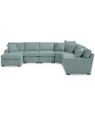 Furniture Radley Fabric 6-piece Chaise Sectional With Wedge, Created For Macy's In Heavenly Robinsegg Blue