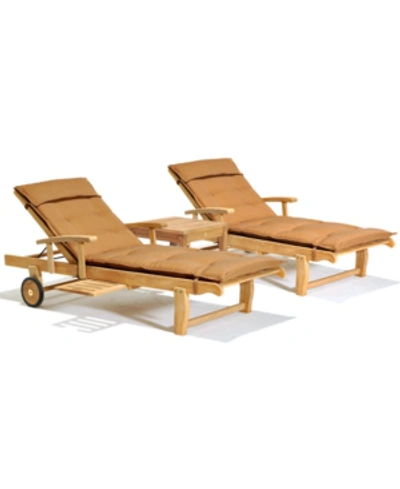 Furniture Bristol Outdoor Teak 3-pc. Chaise Set (2 Chaise Lounge And 1 End Table)