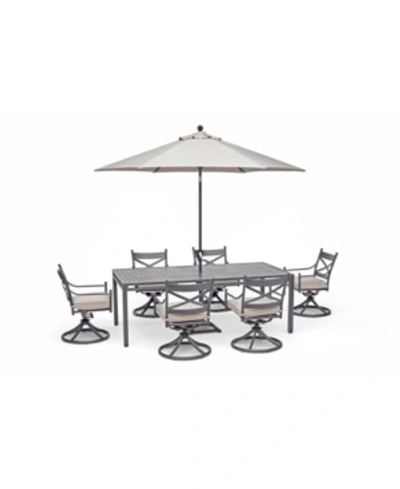 Furniture Montclaire Outdoor 7-pc. Dining Set (84" X 42" Dining Table And 6 Swivel Chairs) With Sunbrella Cush In Cast Silver