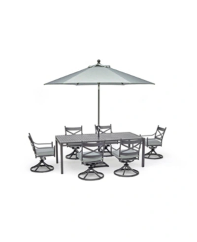 Furniture Montclaire Outdoor 7-pc. Dining Set (84" X 42" Dining Table And 6 Swivel Chairs) With Sunbrella Cush In Cast Mist