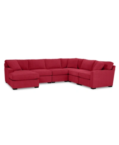 Furniture Radley Fabric 6-pc. Chaise Sectional With Corner, Created For Macy's In Heavenly Mulberry Red