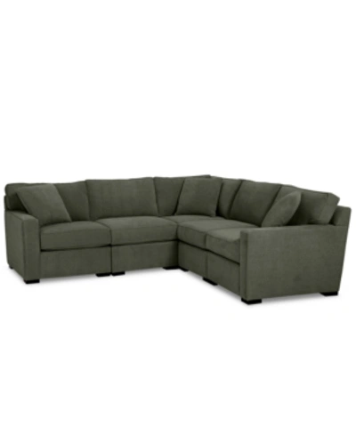 Furniture Radley Fabric 5-pc. Sectional Sofa With Corner Piece, Created For Macy's In Heavenly Olive Green