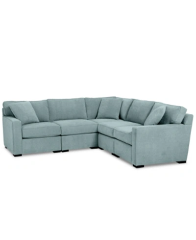Furniture Radley Fabric 5-pc. Sectional Sofa With Corner Piece, Created For Macy's In Heavenly Robinsegg Blue
