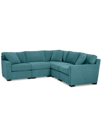 Furniture Radley Fabric 5-pc. Sectional Sofa With Corner Piece, Created For Macy's In Heavenly Sapphire Blue