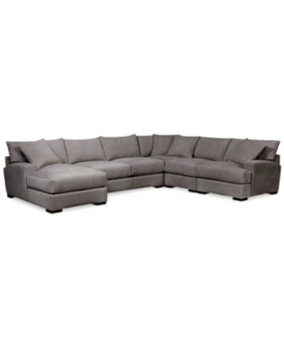 Furniture Rhyder 5-pc. Fabric Sectional Sofa With Chaise, Created For Macy's In Parallel Dove Grey