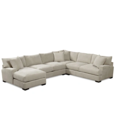 Furniture Closeout! Rhyder 4-pc. 112" Fabric Sectional Sofa With Chaise, Created For Macy's In Parallel Stone Beige
