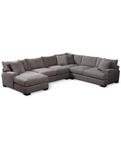 Furniture Rhyder 4-pc. 112" Fabric Sectional Sofa With Chaise, Created For Macy's In Parallel Dove Grey