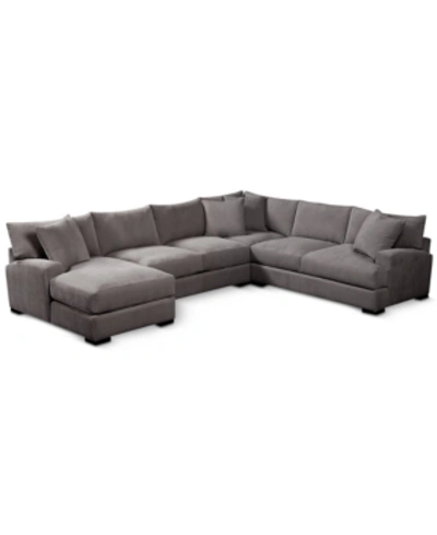 Furniture Closeout! Rhyder 4-pc. 112" Fabric Sectional Sofa With Chaise, Created For Macy's In Parallel Dove Grey