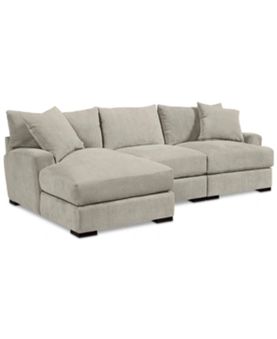 Furniture Closeout! Rhyder 3-pc. Fabric Sectional Sofa With Chaise, Created For Macy's In Parallel Stone Beige