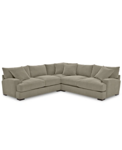 Furniture Closeout! Rhyder 3-pc. 'l' Shaped Fabric Sectional Sofa, Created For Macy's In Parallel Stone Beige