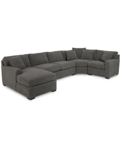 Furniture Radley 4-pc. Fabric Chaise Sectional Sofa With Wedge Piece, Created For Macy's In Heavenly Mocha Grey