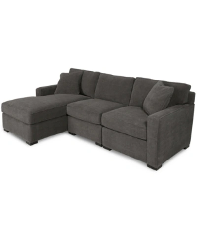 Furniture Radley 3-piece Fabric Chaise Sectional Sofa, Created For Macy's In Heavenly Mocha Grey