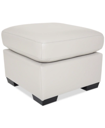 Furniture Lothan 24" Leather Ottoman, Created For Macy's In Valencia Snow White