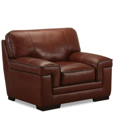 Furniture Myars 47" Leather Chair, Created For Macy's In Cognac