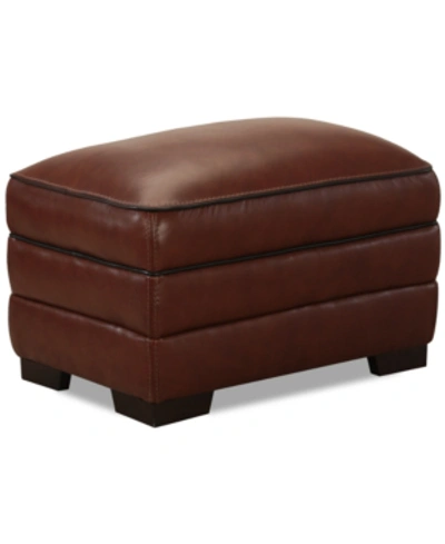 Furniture Myars Leather Ottoman In Cognac