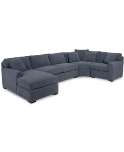 Furniture Radley 4-pc. Fabric Chaise Sectional Sofa With Wedge Piece, Created For Macy's In Heavenly Naval Blue