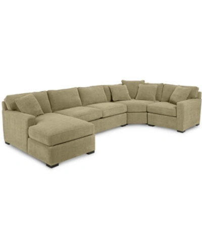 Furniture Radley 4-pc. Fabric Chaise Sectional Sofa With Wedge Piece, Created For Macy's In Heavenly Apple Green
