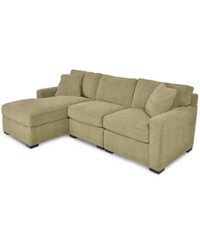 Furniture Radley 3-piece Fabric Chaise Sectional Sofa, Created For Macy's In Heavenly Apple Green