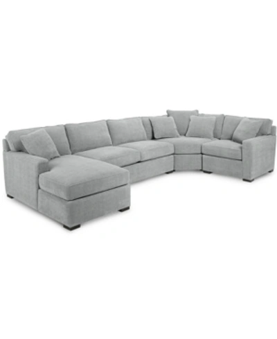 Furniture Radley 4-pc. Fabric Chaise Sectional Sofa With Wedge Piece, Created For Macy's In Heavenly Cinder Grey
