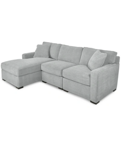Furniture Radley 3-piece Fabric Chaise Sectional Sofa, Created For Macy's In Heavenly Cinder Grey