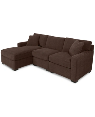 Furniture Radley 3-piece Fabric Chaise Sectional Sofa, Created For Macy's In Heavenly Java Brown