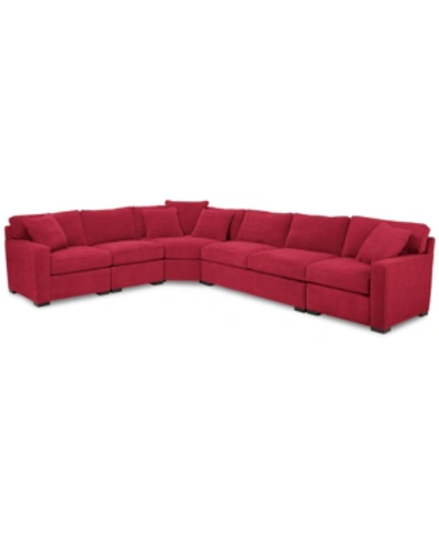 Furniture Radley 5-pc Fabric Sectional With Apartment Sofa, Created For Macy's In Heavenly Mulberry Red