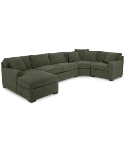 Furniture Radley 4-pc. Fabric Chaise Sectional Sofa With Wedge Piece, Created For Macy's In Heavenly Olive Green