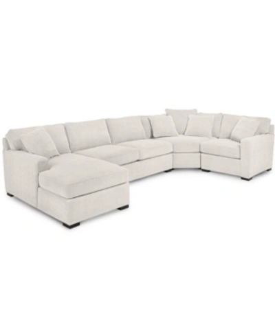 Furniture Radley 4-pc. Fabric Chaise Sectional Sofa With Wedge Piece, Created For Macy's In Heavenly Oyster White