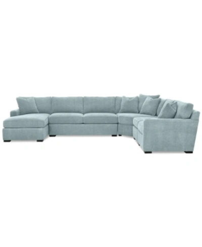 Furniture Radley 5-piece Fabric Chaise Sectional Sofa, Created For Macy's In Heavenly Robinsegg Blue