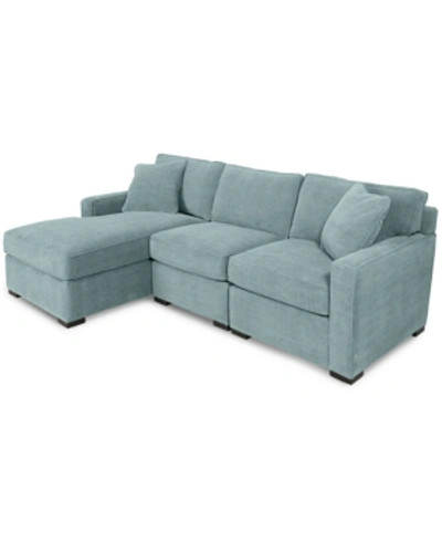 Furniture Radley 3-piece Fabric Chaise Sectional Sofa, Created For Macy's In Heavenly Robinsegg Blue