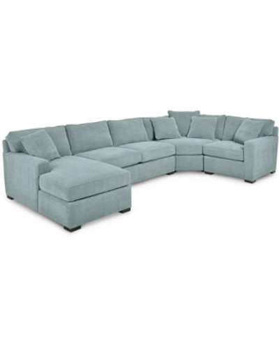 Furniture Radley 4-pc. Fabric Chaise Sectional Sofa With Wedge Piece, Created For Macy's In Heavenly Robinsegg Blue
