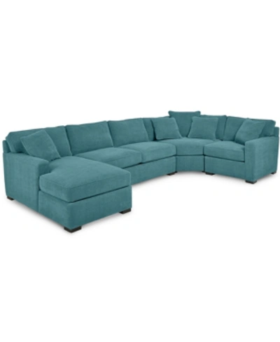 Furniture Radley 4-pc. Fabric Chaise Sectional Sofa With Wedge Piece, Created For Macy's In Heavenly Sapphire Blue