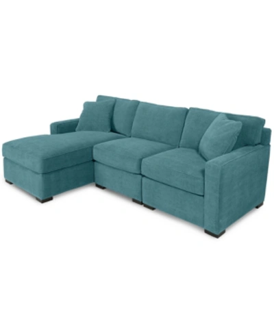 Furniture Radley 3-piece Fabric Chaise Sectional Sofa, Created For Macy's In Heavenly Sapphire Blue