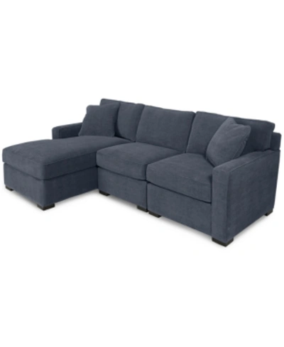 Furniture Radley 3-piece Fabric Chaise Sectional Sofa, Created For Macy's In Heavenly Naval Blue
