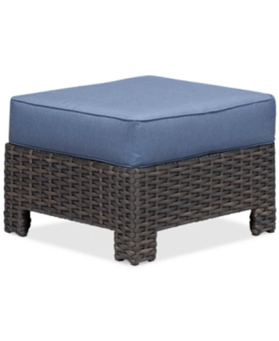 Furniture Closeout! Viewport Wicker Outdoor Ottoman With Sunbrella Cushions, Created For Macy's In Spectrum Denim