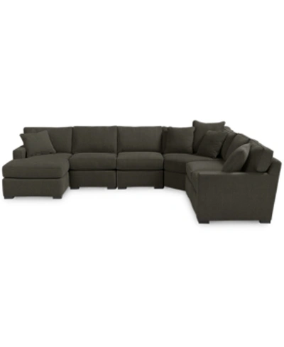Furniture Radley Fabric 6-piece Chaise Sectional With Wedge, Created For Macy's In Heavenly Mocha Grey
