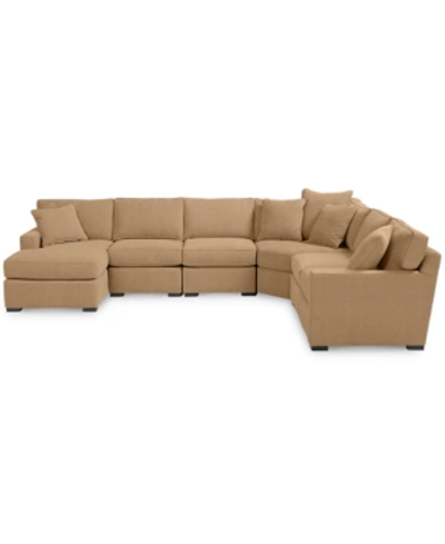 Furniture Radley Fabric 6-piece Chaise Sectional With Wedge, Created For Macy's In Heavenly Caramel Tan