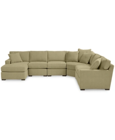 Furniture Radley Fabric 6-piece Chaise Sectional With Wedge, Created For Macy's In Heavenly Apple Green