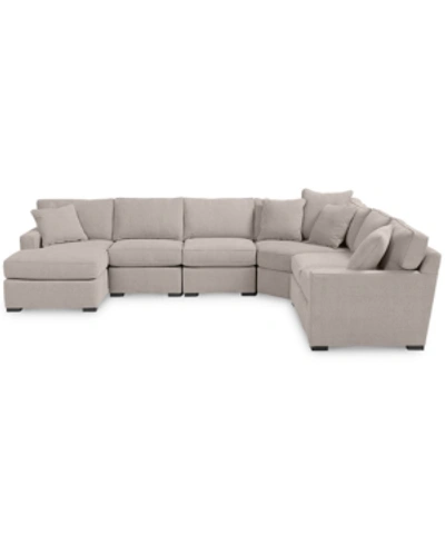 Furniture Radley Fabric 6-piece Chaise Sectional With Wedge, Created For Macy's In Heavenly Cinder Grey
