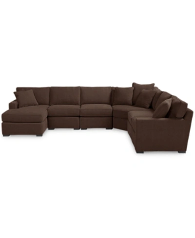 Furniture Radley Fabric 6-piece Chaise Sectional With Wedge, Created For Macy's In Heavenly Java Brown