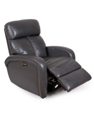 Furniture Criss Leather Power Recliner With Power Headrest And Usb Power Outlet In Gray