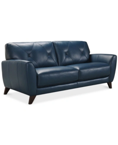 Furniture Myia 82" Tufted Back Leather Sofa, Created For Macy's In Peacock Blue