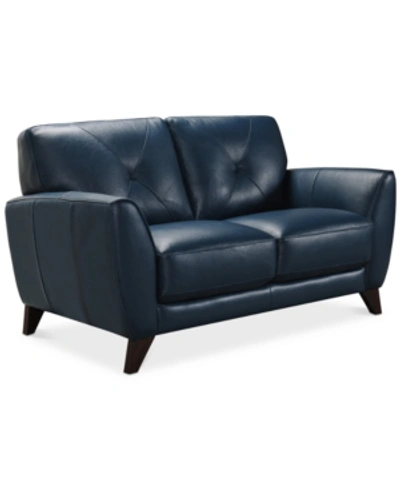 Furniture Myia 62" Leather Loveseat, Created For Macy's In Peacock Blue