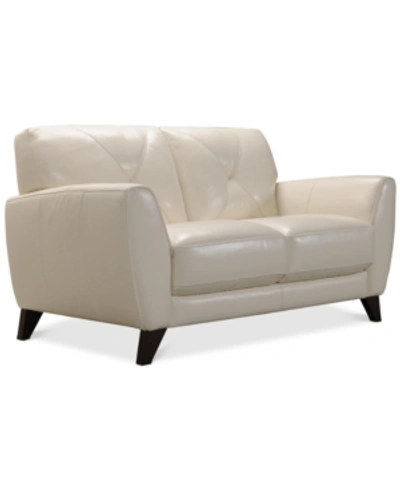 Furniture Myia 62" Leather Loveseat, Created For Macy's In Ivory